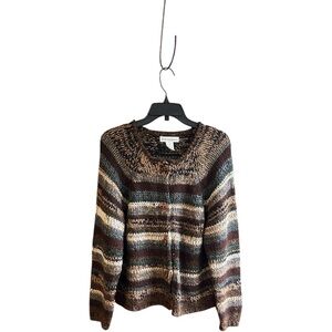 Dress barn multicolor striped wool blend knit cardigan Sz XL